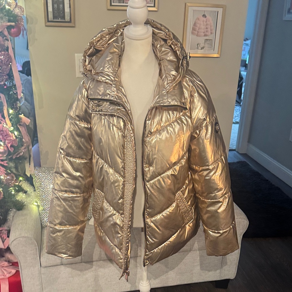 Michael Kors Metallic Gold Puffer Jacket